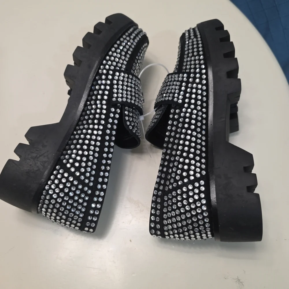 Tory Burch Crystal Lug sole loafers in Perfect black Size 5.5